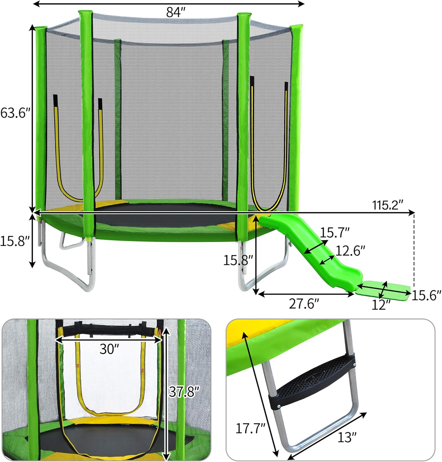 Toddler Trampoline for Kids, 7Ft Mini Trampoline with Enclosure Net, Indoor & Outdoor Recreational Trampolines with Upgrade No-Gap Safe Design for Birthday Chirismas Gifts Ages 1-8