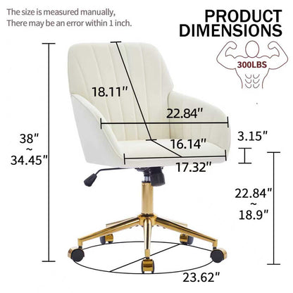 Office Chair with Memory Foam,Adjustable Swivel Desk Chair, Velvet Upholstered, Supportive Backrest for Home Office & Bedroom