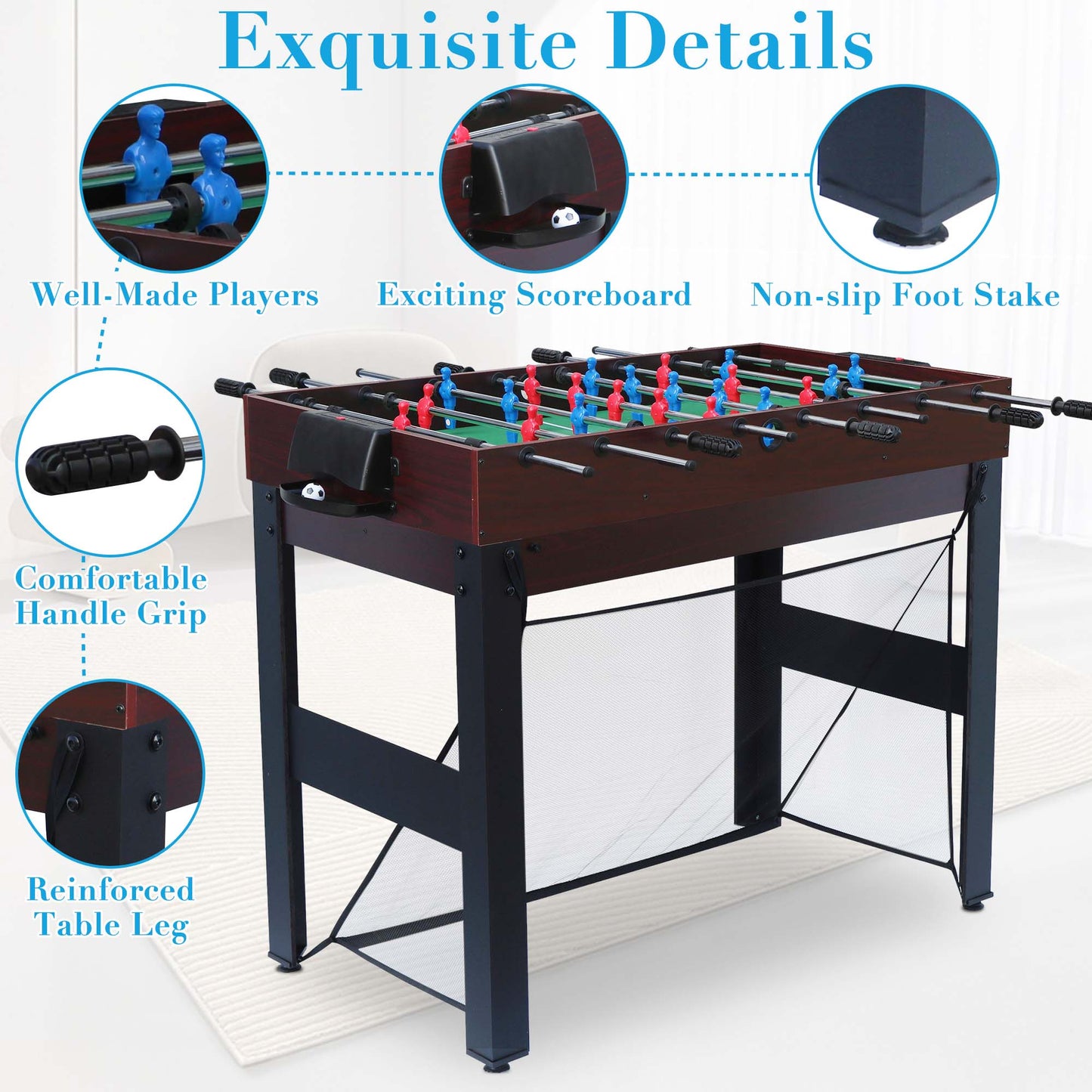 48'' 16 in 1 Multi Game Table, Combo Game Table Set for Game Room, Multifunctional Game Table with Bow, Arrow, Basketball, Football, Hockey, Foosball, Shuffleboard, Ping Pong, Chess, Checkers, Bowling