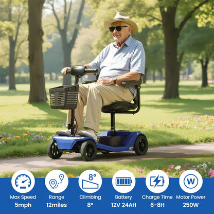 Segmart 4 Wheel Mobility Scooters for Seniors Best Gift,Electric Mobility Scooters with Control Panel,All-Terrain Power Scooter for Outdoor, 330lb Capacity, Blue