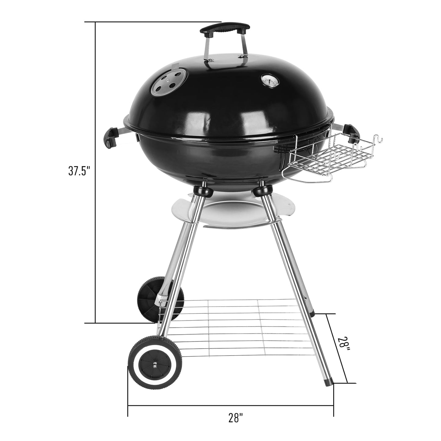 Segmart 28" Portable Charcoal Grill with Wheels, Outdoor Barbecue Kettle Grill for Camping, Tailgating, Backyard BBQ,Adjustable Vents, Removable Ash Catcher