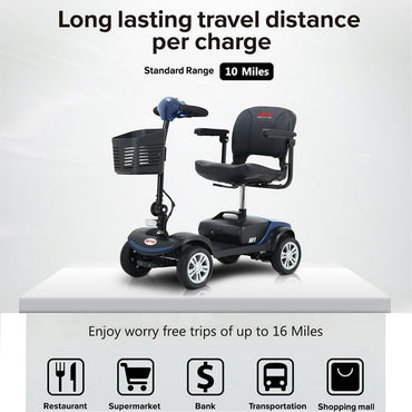 Outdoor Motorized Electric Carts for Senior, Heavy Duty Electric Scooters with 4 Wheel, Sliding Swivel Seat with Flip-Up Armrests for Adults, Easy Assembly, 300lbs, Blue, S8672