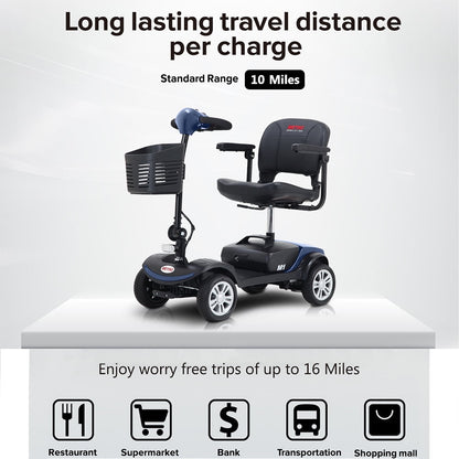 Outdoor Motorized Electric Carts for Senior, Heavy Duty Electric Scooters with 4 Wheel, Sliding Swivel Seat with Flip-Up Armrests for Adults, Easy Assembly, 300lbs, Blue, S8672