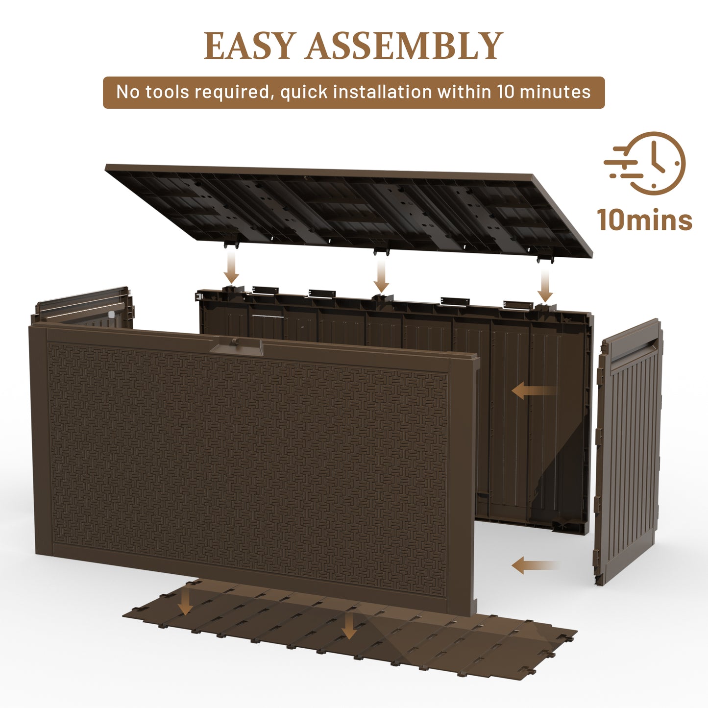 75 Gallon Resin Deck Box, Outdoor Lockable Storage Container for Patio Cushions, Garden Tools, Pool Supplies, Toys, Waterproof and UV Resistant, Gray