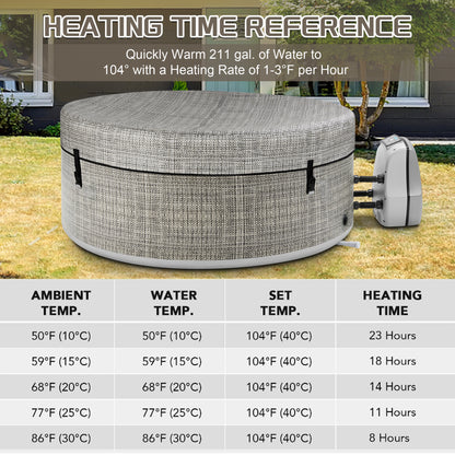 Segmart Inflatable Hot Tub for 3–5 Person with 100 Jets & Heater Pump, 211 Gal