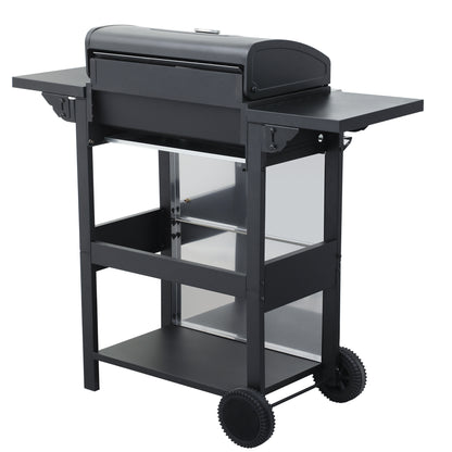 Segmart 3 Burner BBQ Propane Gas Grill, Stainless Steel 25,650 BTU Patio Garden Barbecue Grill with Folding Side Tables, Hanging Basket & Thermometer, Perfect for Camping, Outdoor Cooking