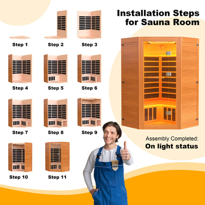 Segmart Infrared Sauna, Home Sauna Spa for 2-3 Person, 2180W Far Infrared Sauna Room with 7 Heating Panels, Tablet Holder, Cup Holder, Bluetooth Speakers, 7 Color Ambient LED Strips & Beauty Light