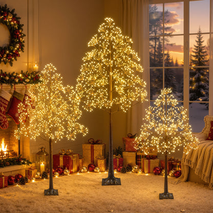 Segmart 3 Packs White Lighted Birch Trees for Easter Decor, 4FT+5FT+6FT Prelit Artificial Tree with Warm LED Lighted, Indoor and Outdoor Light Up Home Easter Decorations with Timer