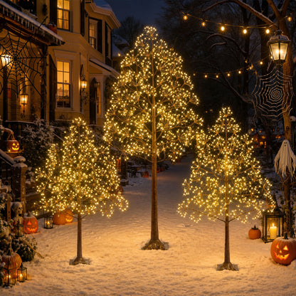 Segmart 3 Packs White Lighted Birch Trees for Easter Decor, 4FT+5FT+6FT Prelit Artificial Tree with Warm LED Lighted, Indoor and Outdoor Light Up Home Easter Decorations with Timer