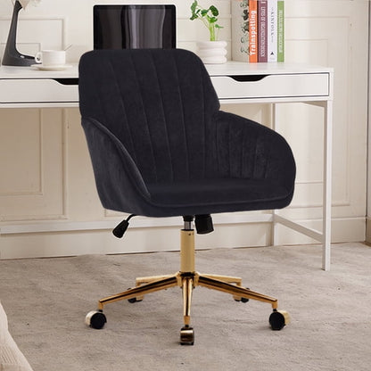 Office Chair with Memory Foam,Adjustable Swivel Desk Chair, Velvet Upholstered, Supportive Backrest for Home Office & Bedroom