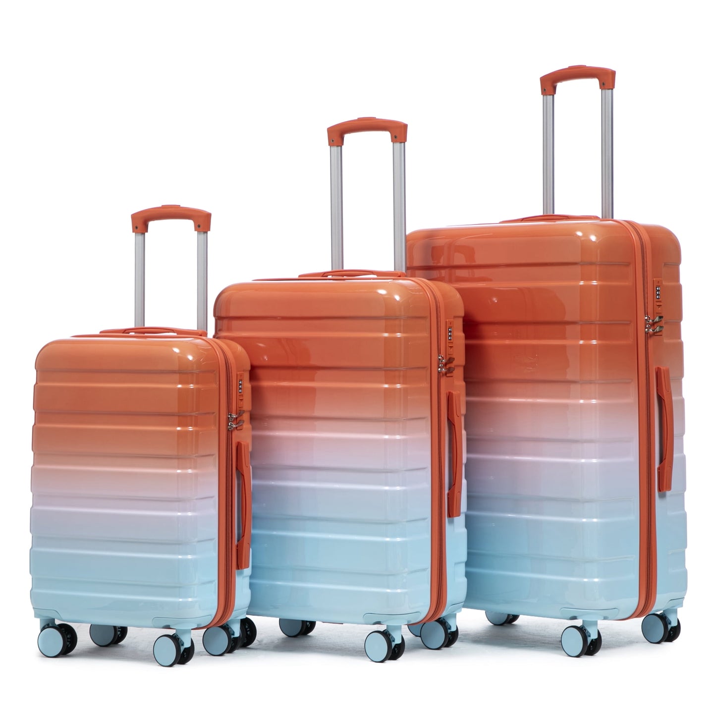 3 Piece Luggage Set PC Spinner Wheel(20”/24”/28”) - Gradient Color, Carry-On Suitcase, Lightweight & Durable with Combination Lock