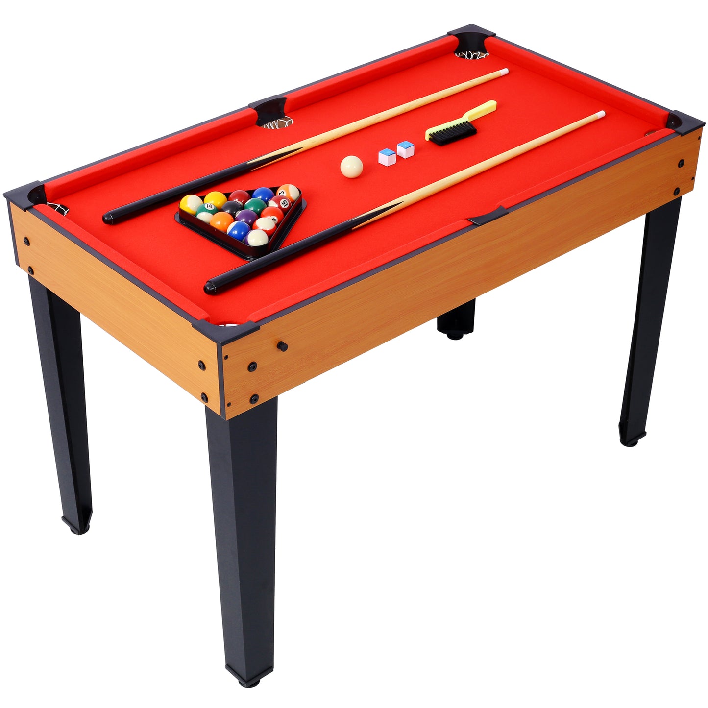 Multi Game Table for Family Game Room, 5-in-1 Combo Game Table Set for Kids and Adults, Combination Game Table Includes Foosball Table, Pool Billiards, Air Hockey, Table Tennis & Basketball Arcade