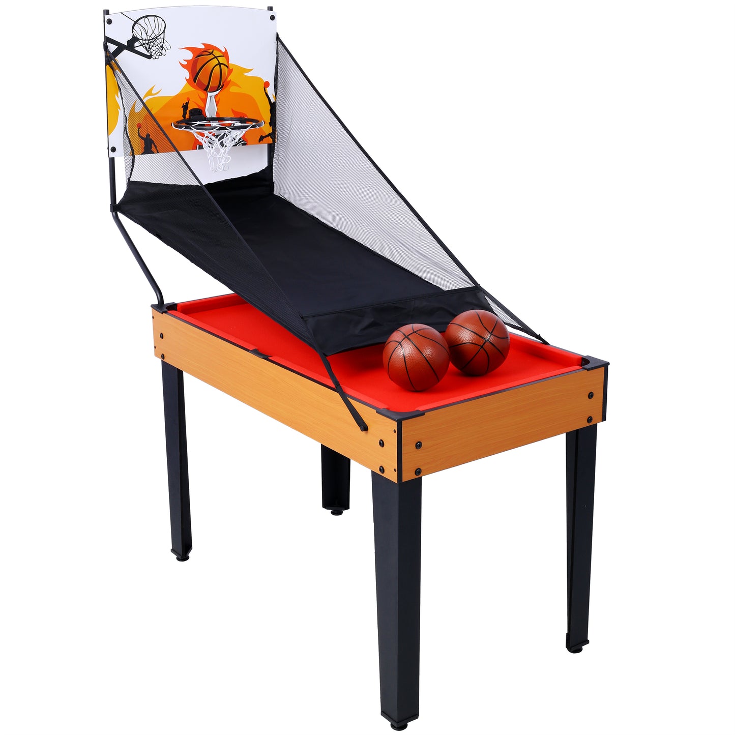 Multi Game Table for Family Game Room, 5-in-1 Combo Game Table Set for Kids and Adults, Combination Game Table Includes Foosball Table, Pool Billiards, Air Hockey, Table Tennis & Basketball Arcade