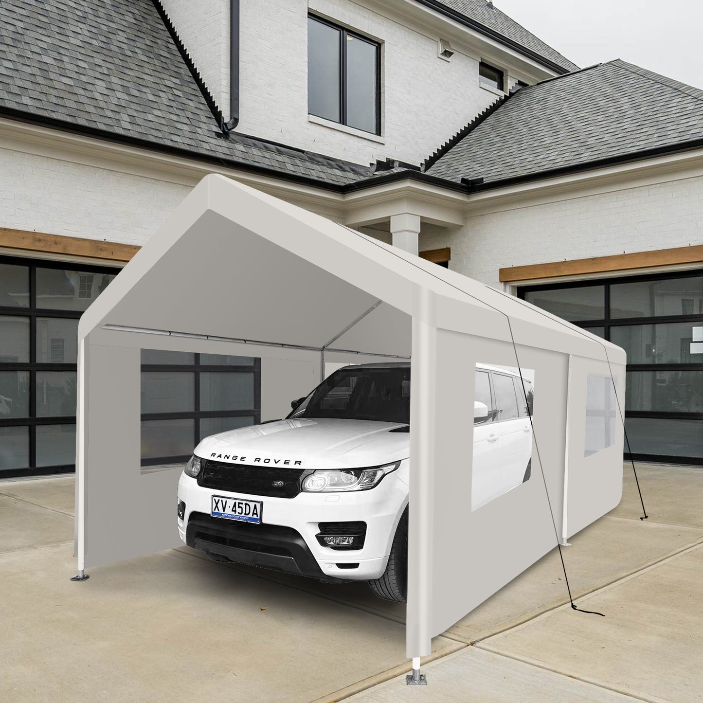 Segmart 10'x20' Heavy Duty Carport, Portable Garage Tent with Roll-up Doors, Car Canopy with Thickened Based and All-Season Tarp for Car Boat Truck Motorcycle, White