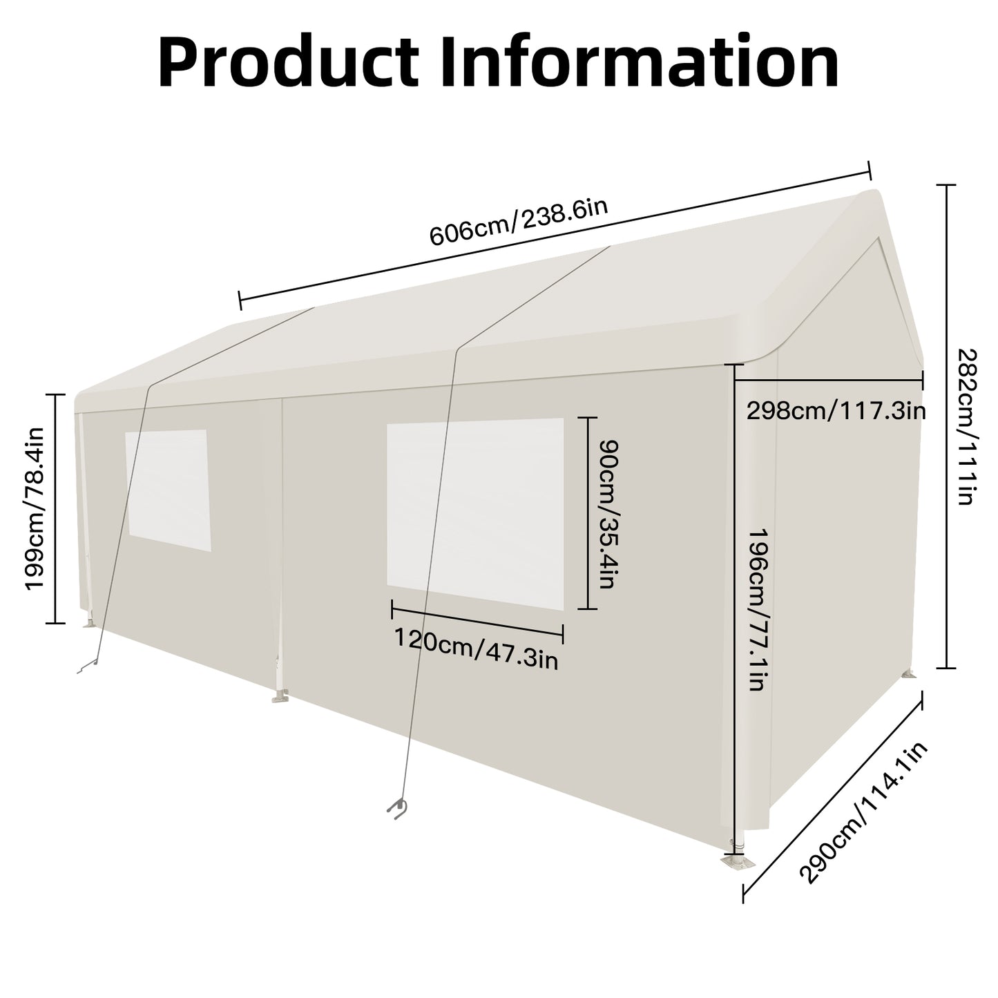 Segmart 10'x20' Heavy Duty Carport, Portable Garage Tent with Roll-up Doors, Car Canopy with Thickened Based and All-Season Tarp for Car Boat Truck Motorcycle, White