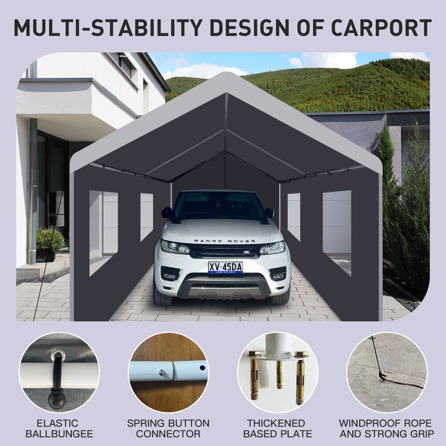 Segmart 10'x20' Heavy Duty Carport, Portable Garage Tent with Roll-up Doors, Car Canopy with Thickened Based and All-Season Tarp for Car Boat Truck Motorcycle, White