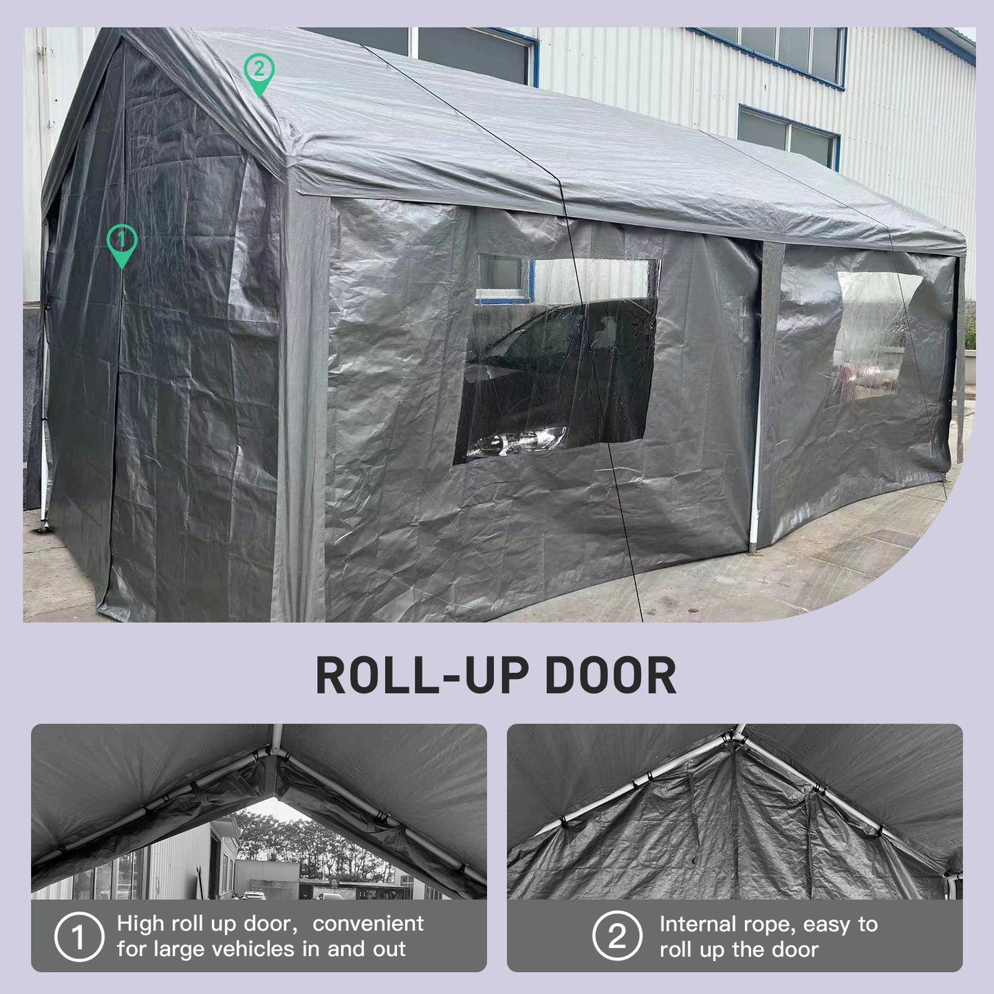 Segmart 10'x20' Heavy Duty Carport, Portable Garage Tent with Roll-up Doors, Car Canopy with Thickened Based and All-Season Tarp for Car Boat Truck Motorcycle, White