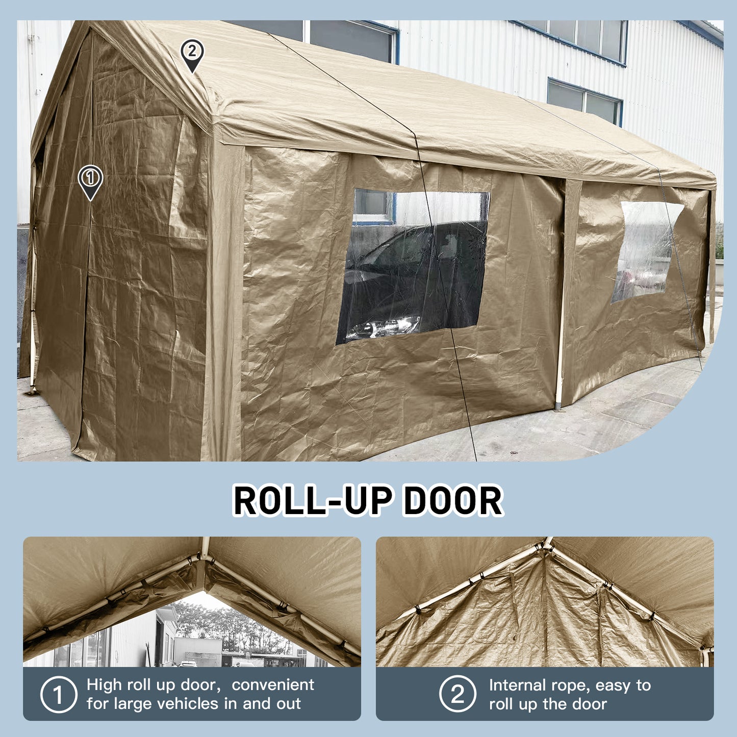 Segmart 10'x20' Heavy Duty Carport, Portable Garage Tent with Roll-up Doors, Car Canopy with Thickened Based and All-Season Tarp for Car Boat Truck Motorcycle, White