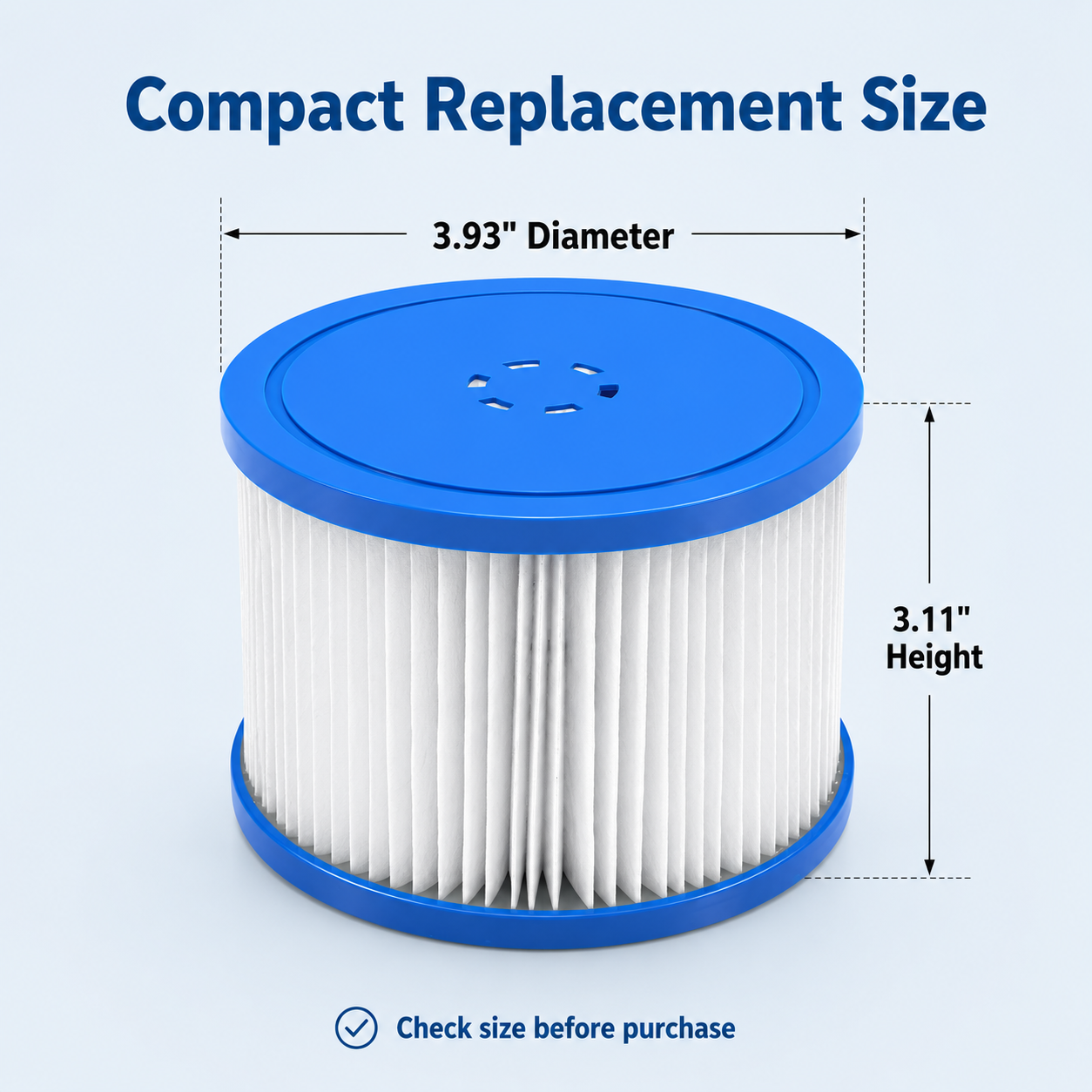 Segmart Hot Tub Filter Cartridge 4 Pack, Replacement Spa Filters for Segmart Inflatable Hot Tubs with Built-in Pump, Easy-Clean, Durable, Keeps Spa Water Fresh & Clear
