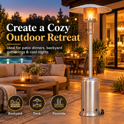 50,000 BTU Patio Heater for Outdoor Use With Wheels, Round Table Design, Triple Protection System, Outdoor Patio Heater for Home and Commercial