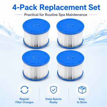 Segmart Hot Tub Filter Cartridge 4 Pack, Replacement Spa Filters for Segmart Inflatable Hot Tubs with Built-in Pump, Easy-Clean, Durable, Keeps Spa Water Fresh & Clear