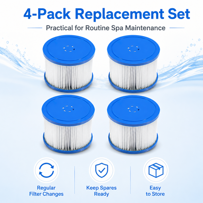 Segmart Hot Tub Filter Cartridge 4 Pack, Replacement Spa Filters for Segmart Inflatable Hot Tubs with Built-in Pump, Easy-Clean, Durable, Keeps Spa Water Fresh & Clear