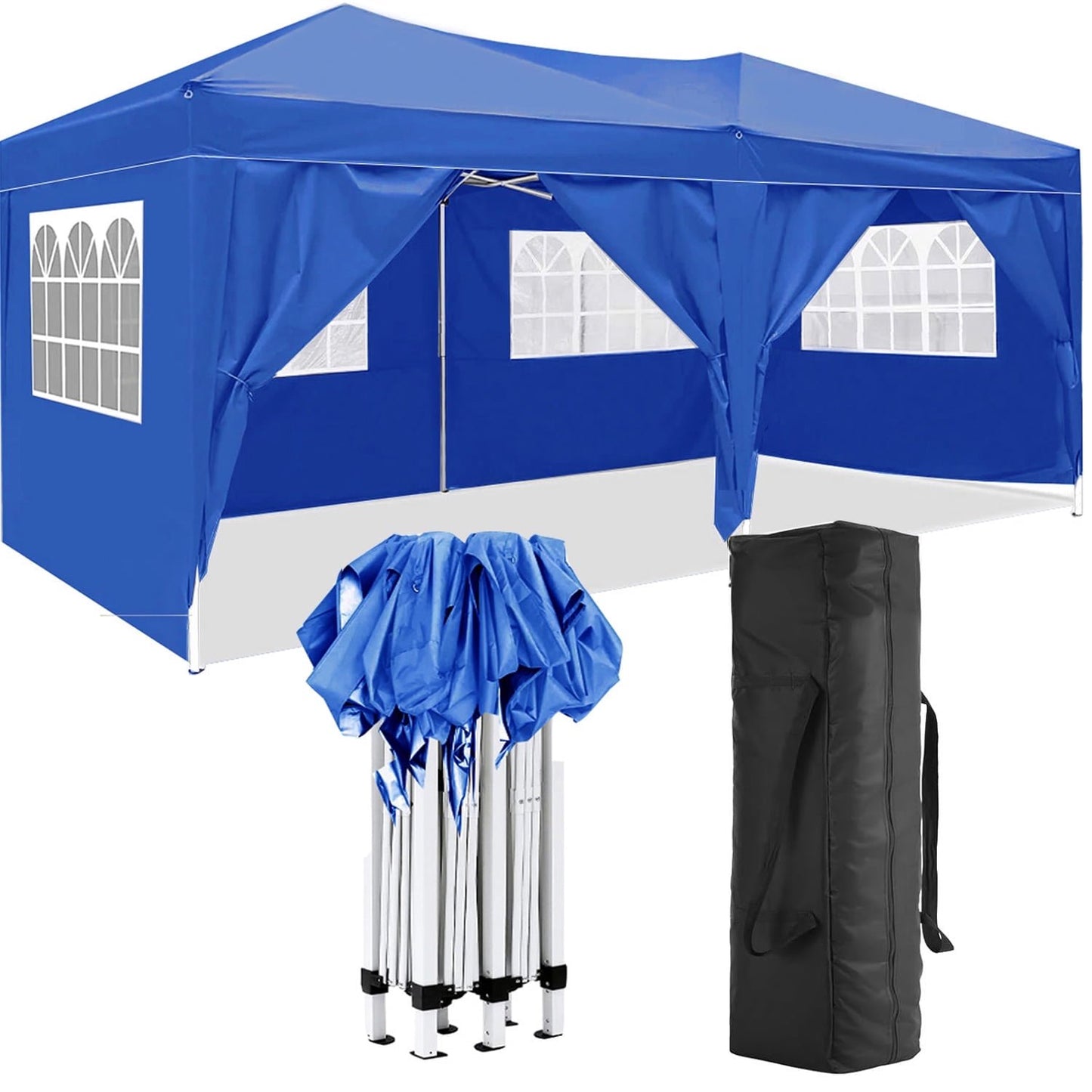 10'x20' Pop Up Canopy Tent with 6 Removable Sidewalls, UPF 50+ Waterproof Instant Shelter, Portable Gazebo for Outdoor Parties, Beach, Camping, Weddings & Events – Includes Carry Bag
