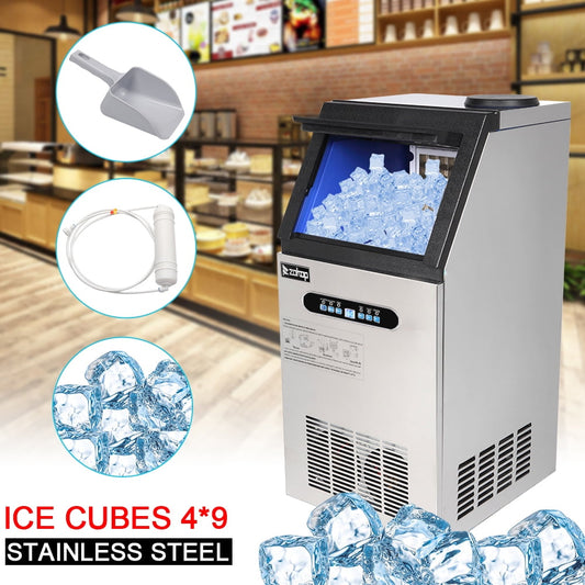 Commercial Ice Maker Machine, SEGMART Built-In Stainless Steel Ice Maker w/24 lb Storage Capacity, 110lbs/24h, Ideal for Home, Restaurant, Bar, Hotel, Grocery store, Silver, S11479