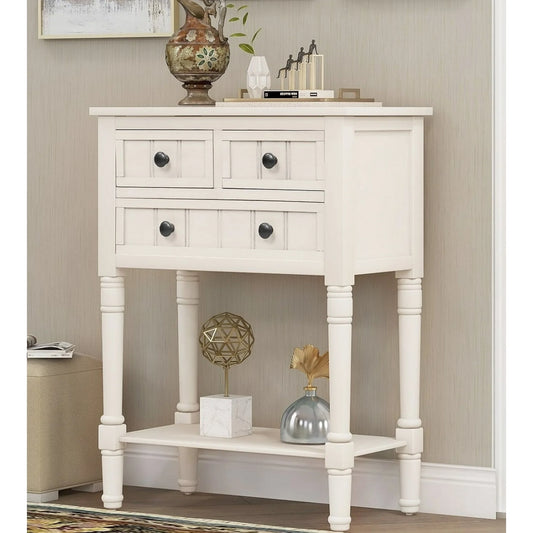 Console Table with Drawers, SEGMART 23" Small Sofa Table White Entry Table with Storage, Wood Entryway Table with Shelf, Small Console Table for Small Spaces Living Room Entryway Hallway Foyer, H1056