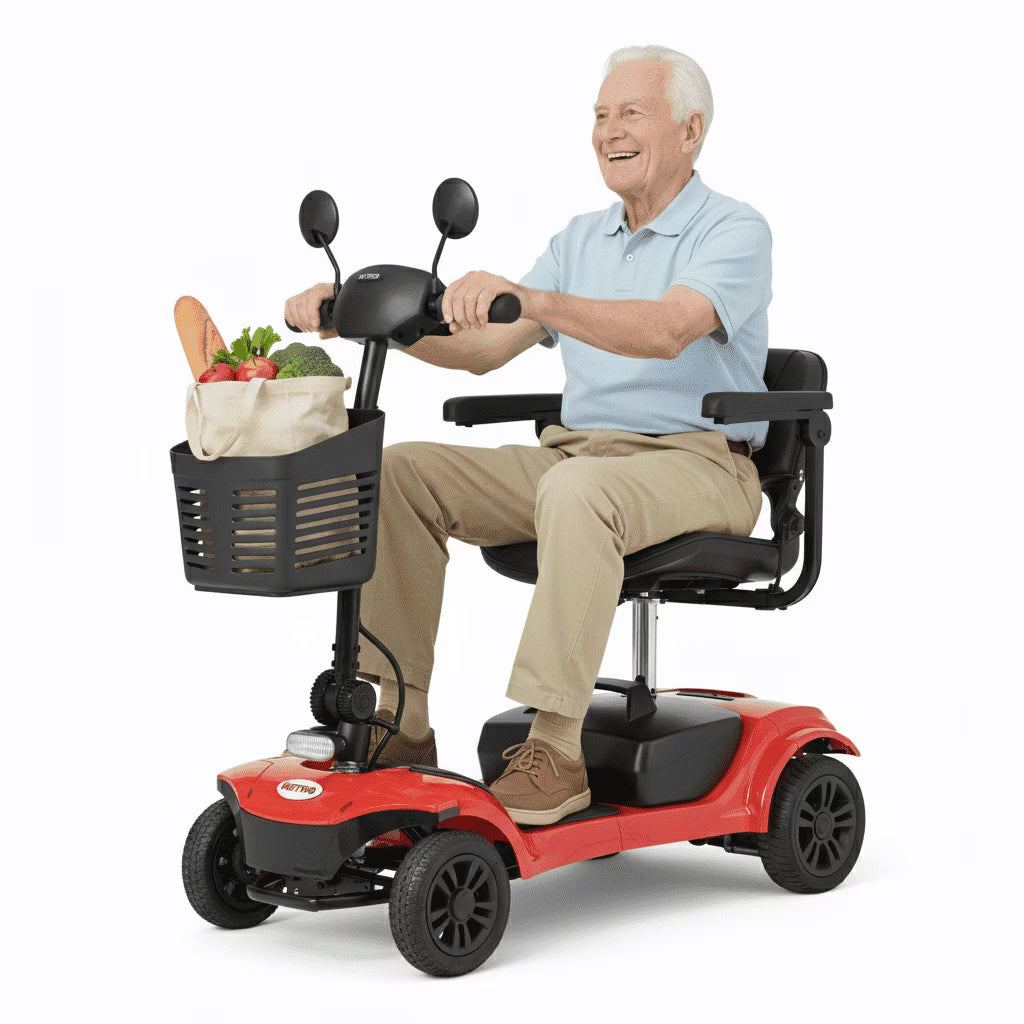 Segmart 4 Wheel Mobility Scooter ,Foldable Mobility Scooter for Seniors&Adults,300W Powerful Motor, Headlight and Basket, 300-pound Weight, Suitable for Adults/Seniors