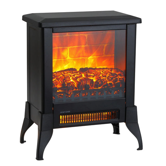 Electric Wood Stove, SEGMART 14" Electric Fireplace w/ 3D Flame, Portable Electric Fireplace Heater w/ Overheating Safety, Fireplace Heater for Bedroom/Living Room/Office, 1400W, Black, H199