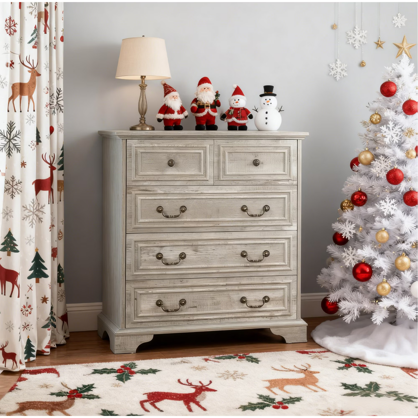 Enyopro 5 Drawer Dresser Clearence ,Modern Chest of Drawers For Bedrooms,Large-capacity Storage Cabinet, Spacious Storage Space, For Apartments, Living rooms, Offices, gray