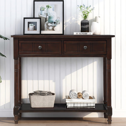Entryway Table with Drawers, SEGMART Console Table with Storage, Solid Wood Vintage Sofa Table with Bottom Shelf, Modern Entry Table Hallway Table for Living Room Entryway Hallway Foyer, Navy