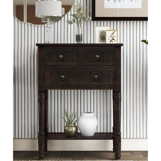 Entryway Table with Drawers & Shelf, SEGMART 23" Small Console Table Sofa Table with Storage, Elegant Console Table Small Entry Table for Small Spaces Living Room Hallway Foyer Study, Espresso, H1065
