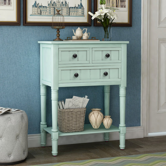 Entryway Table with Drawers & Shelf, SEGMART 23"x13" Small Console Table Sofa Table with Storage, Elegant Console Table Small Entry Table for Small Spaces Living Room Hallway Foyer Study, Navy, H1071