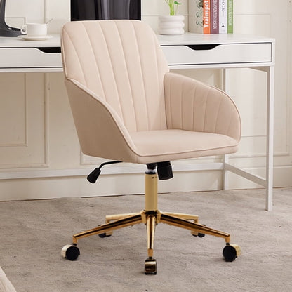 Office Chair with Memory Foam,Adjustable Swivel Desk Chair, Velvet Upholstered, Supportive Backrest for Home Office & Bedroom