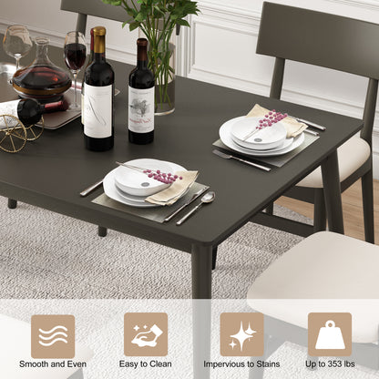 Kitchen Table and Chairs for 6, Rustic Style Dining Table Set, 6 PCS Wood Frame & MDF Surface Kitchen Furniture Set for Home Coffee Shop Apartment, Dining Chairs Seat with Bench