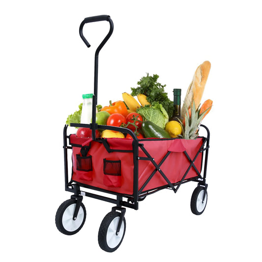 Foldable Beach Wagon, Segmart Heavy Duty Garden Shopping Beach Cart, Folding Beach Wagon With Big Wheels For Sand, Folding Wagon Cart, Outdoor Camping Cart for Camp, Garden, Sport, Shop, Grocery