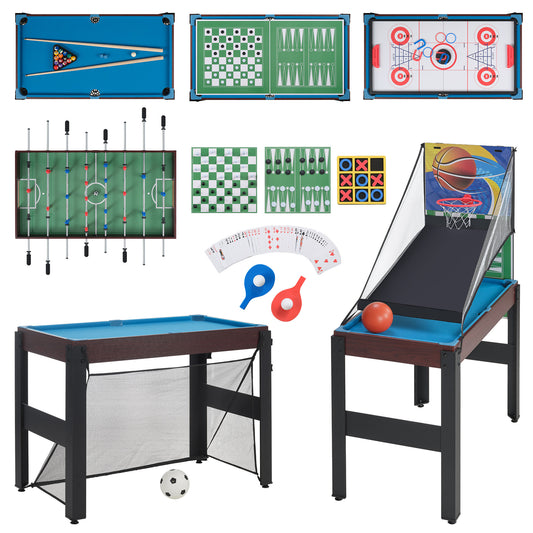 Segmart 16-in-1 Multi Game Table, 48'' Foosball Table, Pool Table, Basketball, Archery, Soccer, Ping Pong, Air Hockey, All in One Combo Game Table Set for Home, Friends & Family, Vintage Red