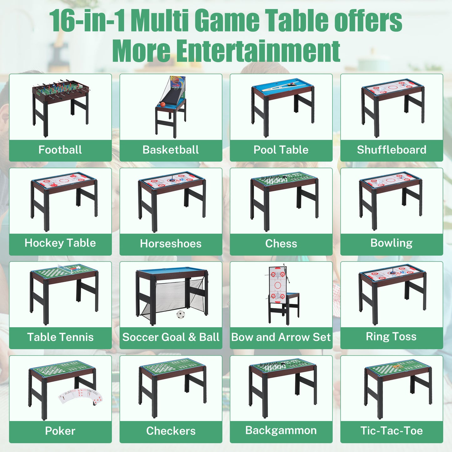 Segmart 16-in-1 Multi Game Table, 48'' Foosball Table, Pool Table, Basketball, Archery, Soccer, Ping Pong, Air Hockey, All in One Combo Game Table Set for Home, Friends & Family, Vintage Red