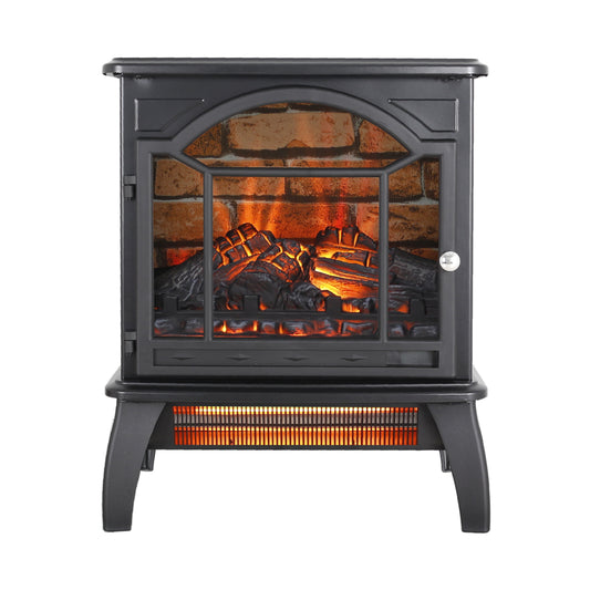 Infrared Quartz Heater, 17.5" Portable Electric Fireplace Space Heater with 3D Flame Effect, Free Standing Fireplace Stove Heater for Office Home, Overheat and Tip-Over Protection, for Indoor Outdoor