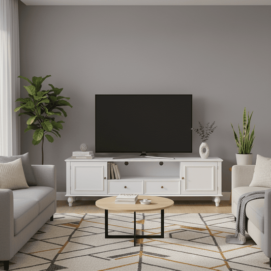 70.9" Modern TV Stand for TVs up to 80 Inches, Entertainment Center with 2 Drawers & 2 Cabinets,TV Media Console Cabinet with Open Compartment,Black