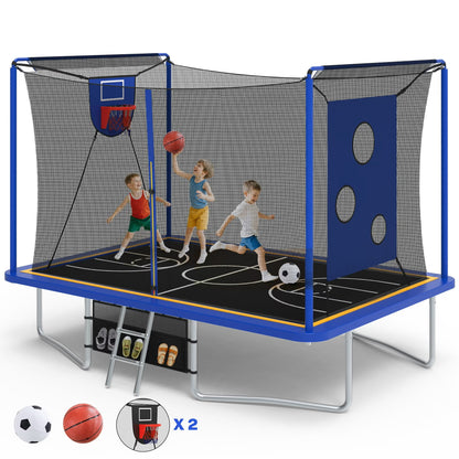 Segmart Rectangle Trampoline with Enclosure Net & Basketball Hoop, 1600LBS for Kids & Adults