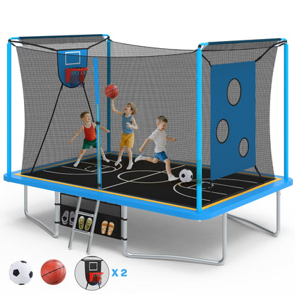Segmart Rectangle Trampoline with Enclosure Net & Basketball Hoop, 1600LBS for Kids & Adults