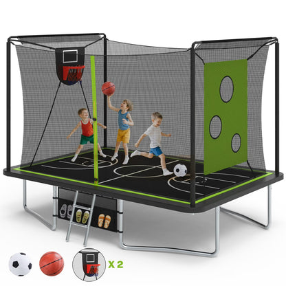 Segmart Rectangle Trampoline with Enclosure Net & Basketball Hoop, 1600LBS for Kids & Adults