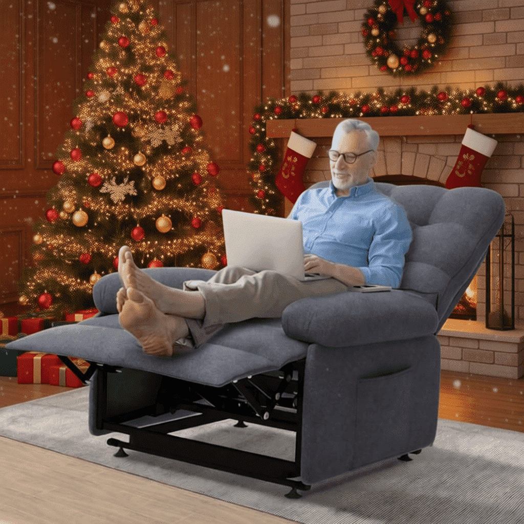 SEGMART Electric Power Lift Recliner Chair, Heavy Duty Classic Fabric Sofa Chair for Elderly, Ergonomic Lounge Single Sofa with Plush Extended Arms and Remote Control, 3 Positions,Beige