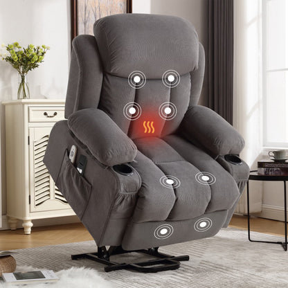 SEGMART Electric Power Lift Recliner Chair, Heavy Duty Classic Fabric Sofa Chair for Elderly, Ergonomic Lounge Single Sofa with Plush Extended Arms and Remote Control, 4 Positions, Grey