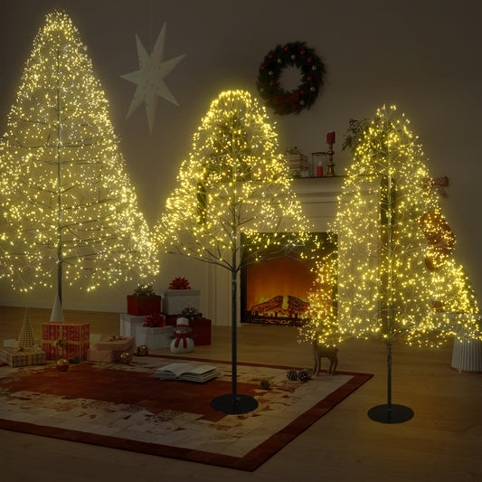 Segmart Lighted Alpine Christmas Trees Set of 3, 4FT/5FT/6FT Metal Artificial Tree with 4560 Warm White LED Lighted, Artificial Trees Decorations for Christmas, Metal Frame & Base, Timer, Black
