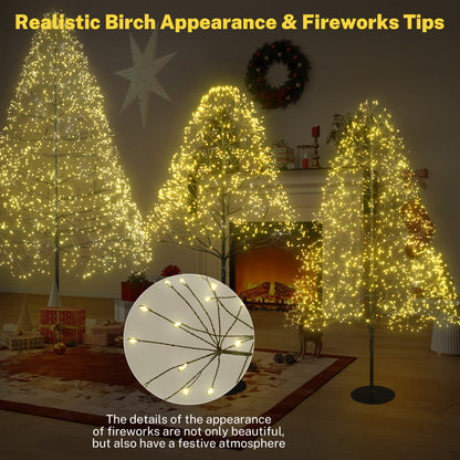 Segmart Lighted Alpine Christmas Trees Set of 3, 4FT/5FT/6FT Metal Artificial Tree with 4560 Warm White LED Lighted, Artificial Trees Decorations for Christmas, Metal Frame & Base, Timer, Black