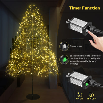Segmart Lighted Alpine Christmas Trees Set of 3, 4FT/5FT/6FT Metal Artificial Tree with 4560 Warm White LED Lighted, Artificial Trees Decorations for Christmas, Metal Frame & Base, Timer, Black